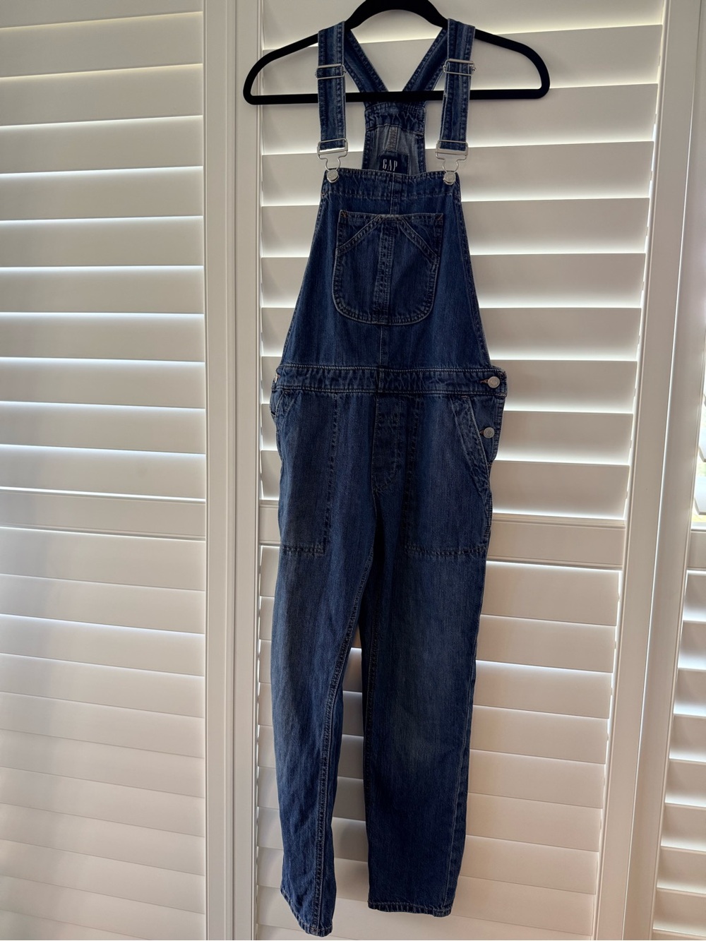 GAP Denim Overalls XS Blue Classic Adjustable Strap Straight Leg Jeans